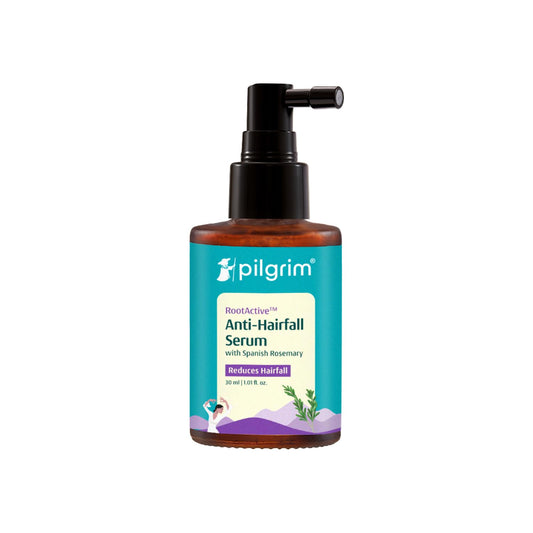 Pilgrim RootActive Anti-Hairfall Serum With Spanish Rosemary, Caffeine, Biotin, Capilia Longa, Saw Palmetto (30ml) | Strengthens Hair Roots, Reduces