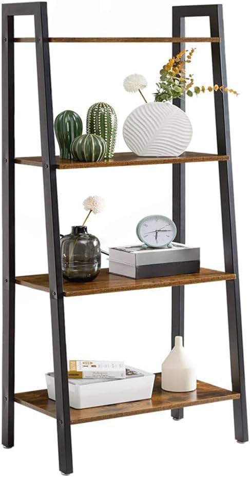 BAKLAM Small Bookshelf, 4-Tier Small Shelves 60cm, Narrow Shelf Tablette, Shelving Unit, Bathroom Corner Shelf, Display Cabinet
