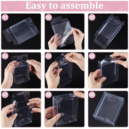 BENECREAT 30PCS 10.8x8.5x4cm Clear Wedding Favor Boxes with Protective Film, PVC Rectangle Transparent Gift Boxes for Candy Chocolate Birthday Party Gift Wrapping