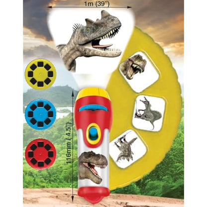 Natural History Museum Dinosaur Torch & Projector – 24 Dinosaur Image Slides, Precise Projections Up to One Metre Wide, Interactive Kids Dinosaur Flashlight Toy