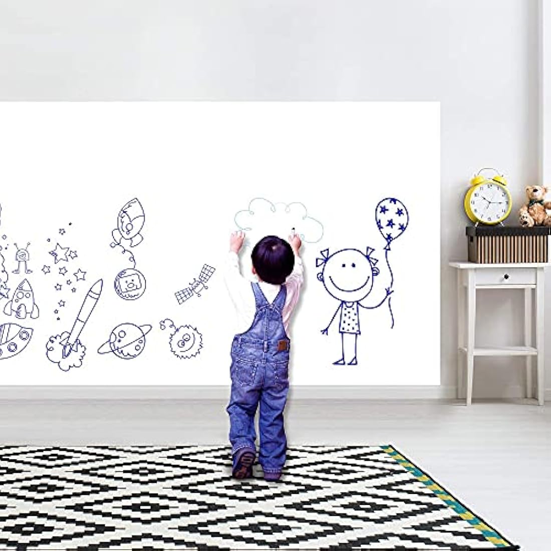 Whiteboard Paper Sticker Roll 44 x 200cm (17.3" X 78.7") DIY Self-Adhesive Dry Erase Paper Film Chalkboard Wallpaper for Home Office School Memo
