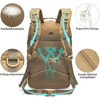G4Free 40L Molle Backpack Large Pack Molle Shoulder Bag Rucksacks Daypack for Outdoor Hiking Camping Trekking Hunting