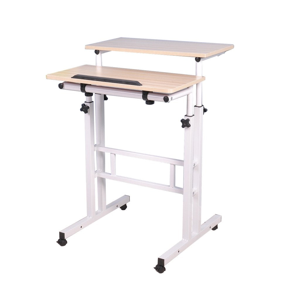 sogesfurniture Adjustable Stand Up Desk Computer Desk Workstation Sit-Stand Desktop Standing Desk for Home Office,60x 30x 70-115cm,Maple BHEU-101-MP