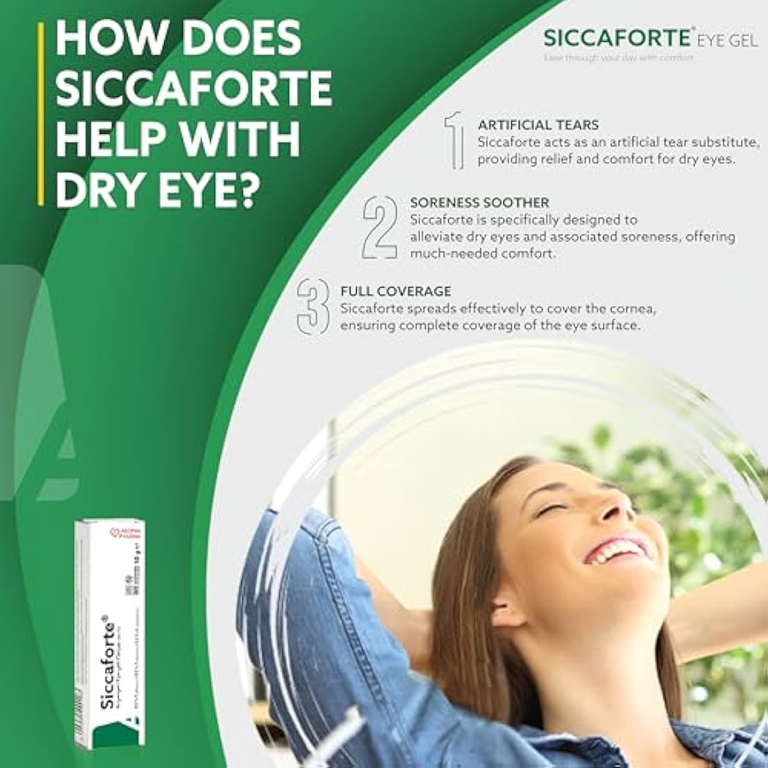 Siccaforte Eye Gel with Carbomer | Smooth, Moisturizing and Healing for Fresh Eyes | Soothing Irritated and Sore Eyes | Comfortable on Eyes for Day Time Use | Long Term Relief (3 x 10 g)