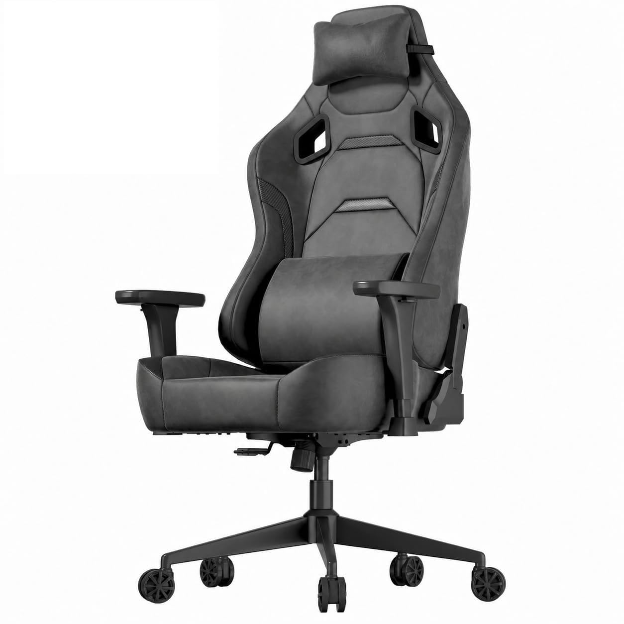 JUMMICO Suede Gaming Chair, Ergonomic Office Chair with 3D Armrests, Desk Chair with Wider Backrest for Gaming, Working, Study