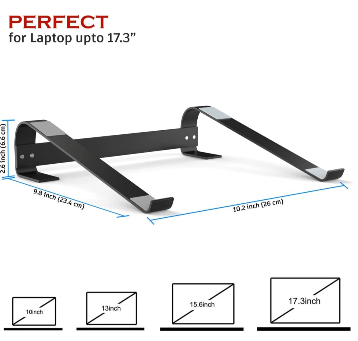 Orco Aluminum Laptop Stand for Desk - Ergonomic Fixed Laptop Riser, Stable Notebook Holder Compatible with MacBook Pro/Air, HP, Dell, Lenovo, Asus