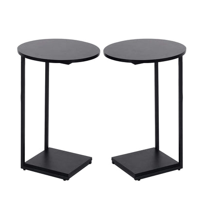 HDANI C-Shaped Side Table,Round End Table under Sofa,Bedside Table,Sofa Side Table with Metal Frame, Small Coffee Snack Table for Living Room