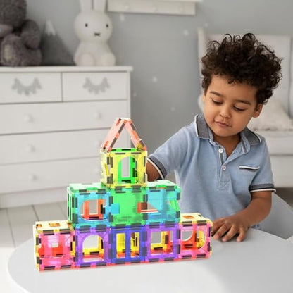 PicassoTiles PT42 Designer Artistry Kit 42pcs Set Magnet Building Tiles Clear Colour Magnetic 3D Building Block - Creativity Beyond Imagination! Educational, Inspirational, Conventional, Recreational