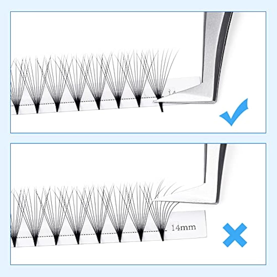 Pre Made Fan Eyelash Extensions 10D Fans 0.07mm C Curl 8-14mm Mix 10D Cluster Eyelash Extension Premade Fans Volume Russian Individual Lashes Cluster Gemerry Fan Lash Extensions(0.07-10D-C curl-Mix)