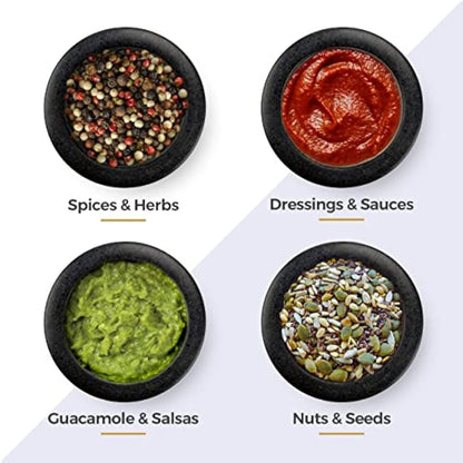 Silk Route Home Granite Pestle & Mortar with Base, Kitchen Tool for Muddling & Grinding Spices, Herbs, Nuts & More