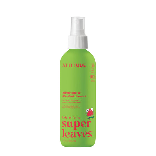 ATTITUDE Rinse-free Hair Detangler Spray for Kids, EWG Verified Leave In Product, Plant- and Mineral-Based Ingredients, Vegan, Watermelon and Coco,