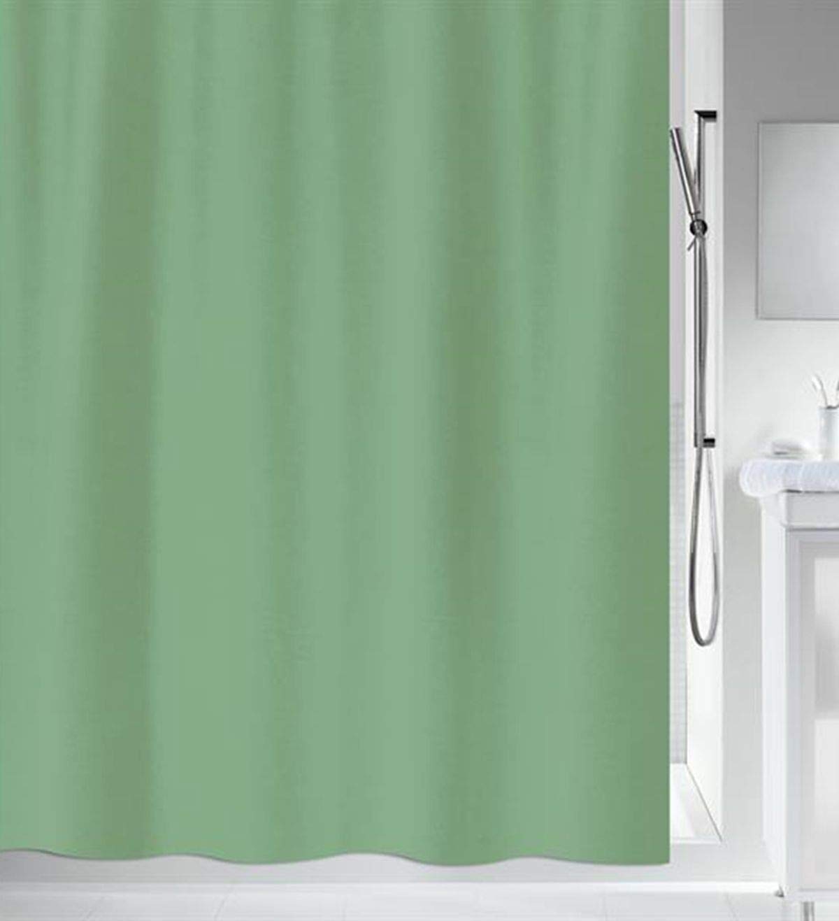Spirella Primo Collection, Textile Shower Curtain, 120 x 200, 100% Polyester, Green
