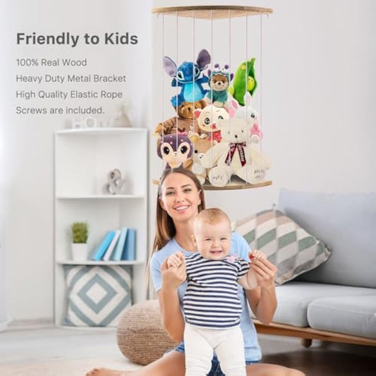 Stuffed Animal Storage, Corner Soft Toy Storage, Wood Toy Shelves for Kids Bedroom, Toddler Play Room, Plush Toy, Wooden Plushies Organizer for Teddy