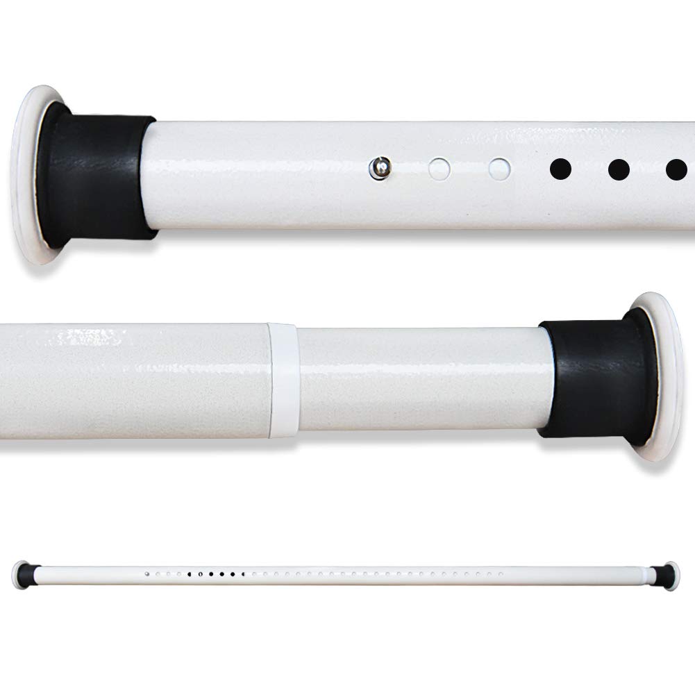 Extendable Shower Curtain Rod No Drilling Telescopic Curtain Poles Wardrobe Clothes Rail Carbon Steel 360-410CM White Adjustable Spring Tension Rod
