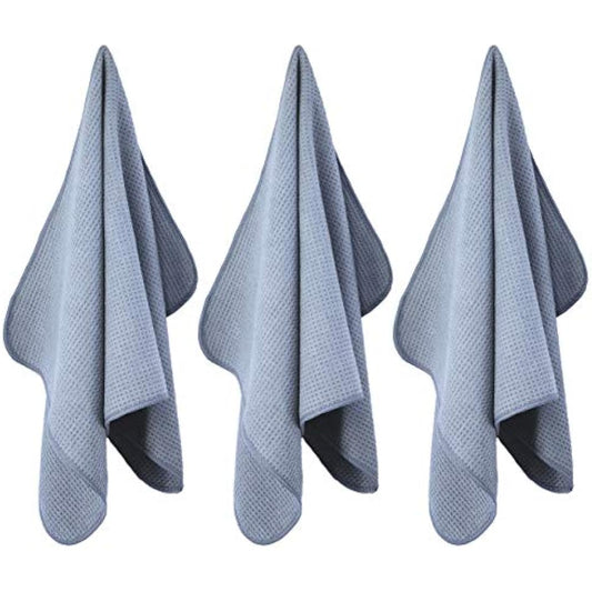 POLYTE Premium Microfibre Kitchen Dish Tea Towel Waffle Weave (Gray, 40x71) 12 Pack
