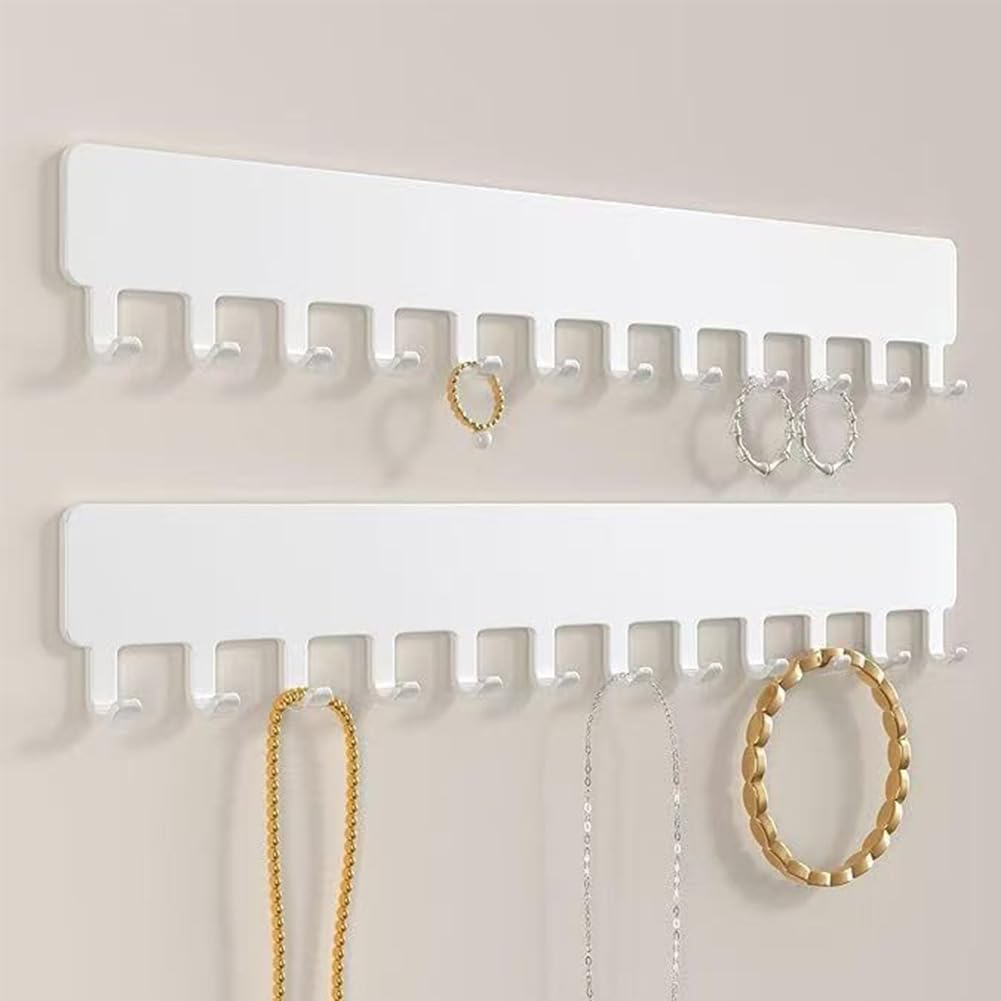 YCSHIPO Wall Necklace Organizer: Jewelry Hanging Storage Display for Necklaces - White 2 PCS