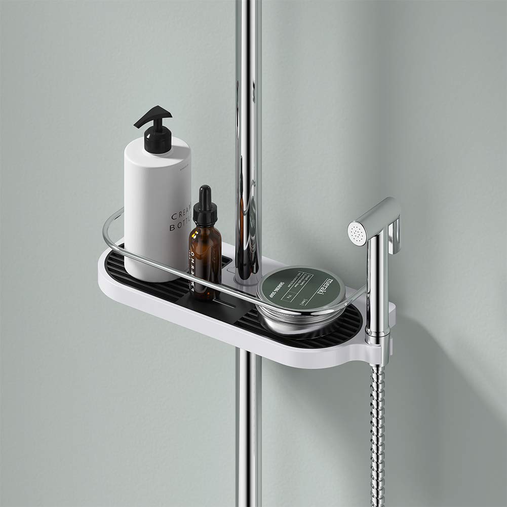 Ibergrif Bathroom Shower Shelf, No Drilling Shower Caddy for 19-25mm Rail