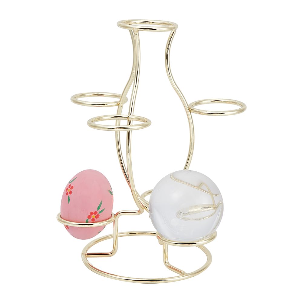 NBEADS Crystal Ball Holders, 7 Eggs Display Stand Golden Iron Multi-Sphere Display Holder for Crystal Ball Sphere Globe Home Office Decor Ornament