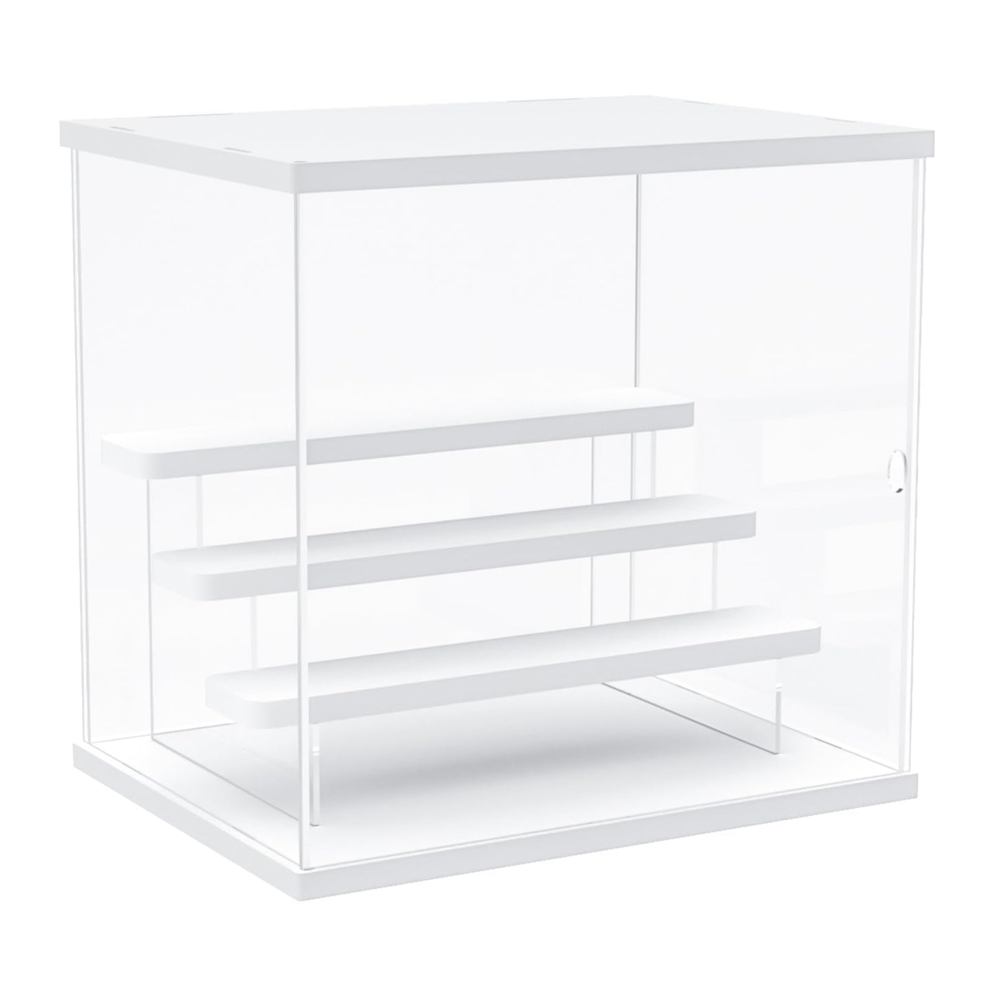 Nynelly 4 Tier Clear Acrylic Display Case for Models, Mini Figures, Pop Mart, Labubu, Sonny Angel, Smiski - Assemble Dustproof Display Box with Door