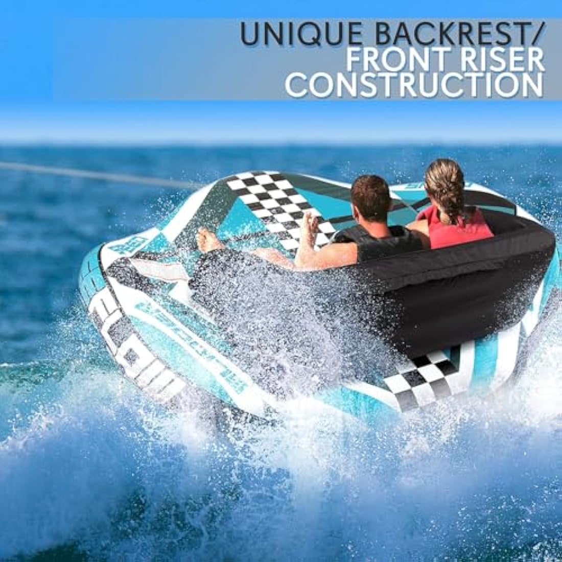 SereneLife Heavy-Duty Inflatable Towable Booster Tube, 1-2 Person Water Tube for Boating, Soft Foam Seats, Secure Grip Handles, Durable & Tear-Resistant Design- Perfect for Watersports & Lake Fun