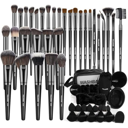 MAANGE Makeup Brushes 54 Pcs Makeup Tool Set, Multi-functional Makeup Kit Premium Synthetic Brush Make up Brushes Set for Women (Black, 54 Pcs)