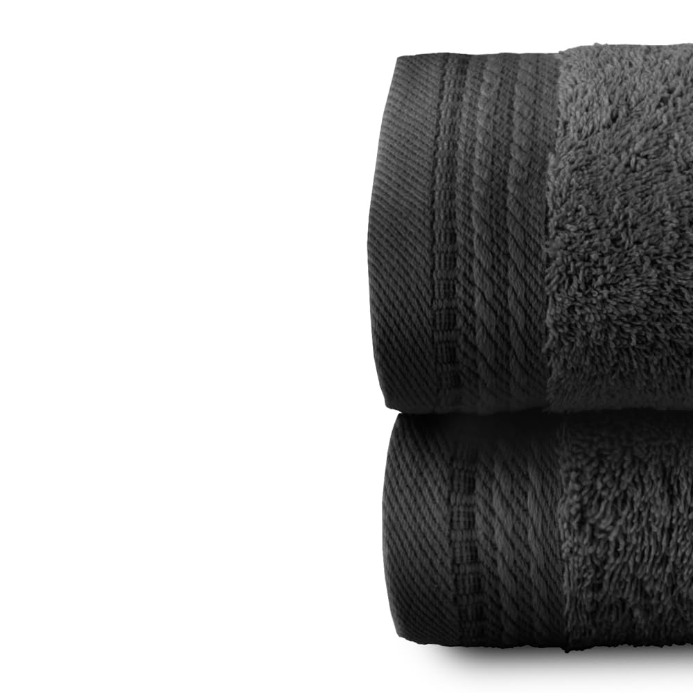 RIZO Top Towel - Set of 2 Bidet Towels - Bath Towels - Small Towels - 100% Combed Cotton - 600 g/m2 - Measure 30 x 50 cm - Black