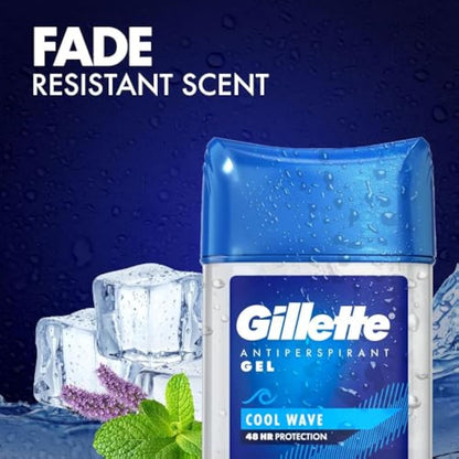 Gillette Clear Gel Cool Wave Antiperspirant Deodorant For Men 70ml, 48 Hour Invisible Sweat And Odour Protection, Invisible