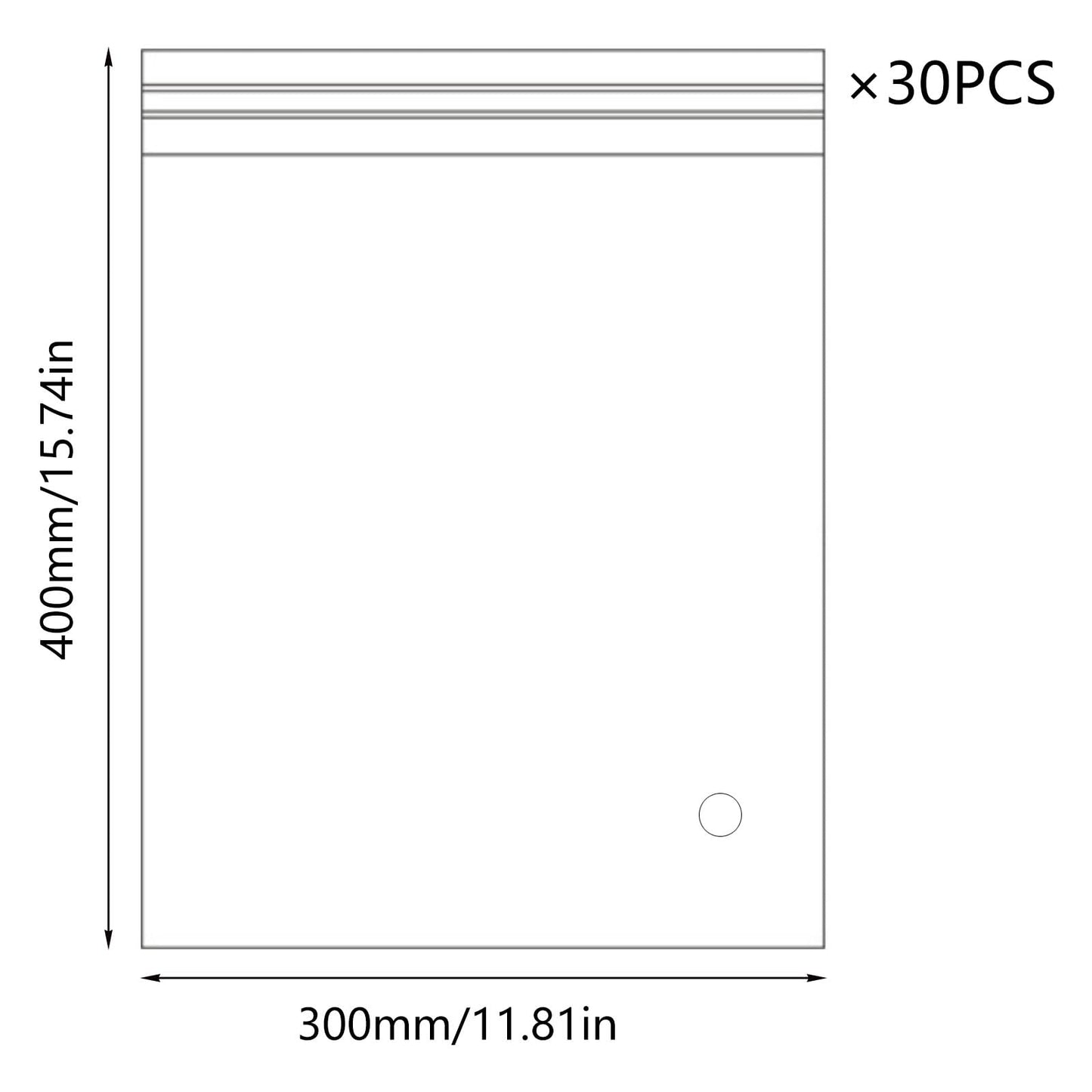 ATB-Foger 30Pcs Transparent Resealable Bag Reusable Zip Lock Bags Perforated Ziploc Bags for Clothes, Shoes, Cosmetics 40 x 30cm