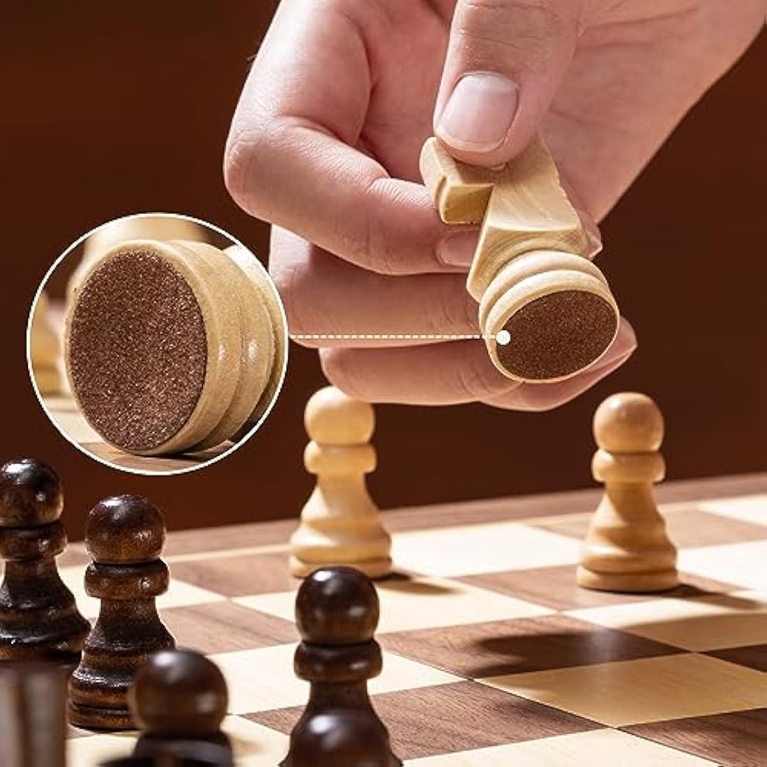 ASNEY Magnetic Chess Set, 15 Inches Tournament Staunton Wooden Chess Board Game Set with Crafted Chesspiece for Kids Adult, with Extra Kings Queens Carry Bag