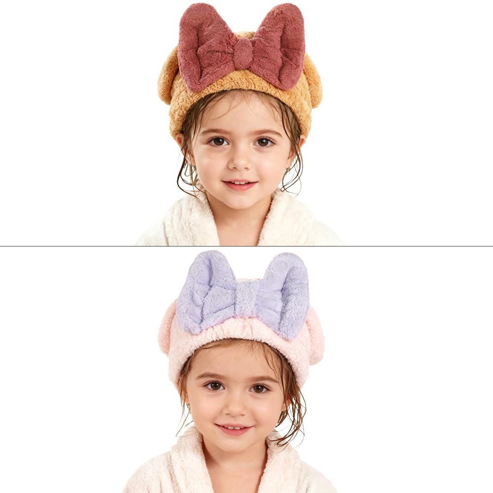 IBLUELOVER 2Pcs Super Absorbent Dry Hair Cap for Kids Rapid Drying Hair Towels Coral Fleece Microfiber Hairs Drying Wrap Soft Elastic Hat for Boys