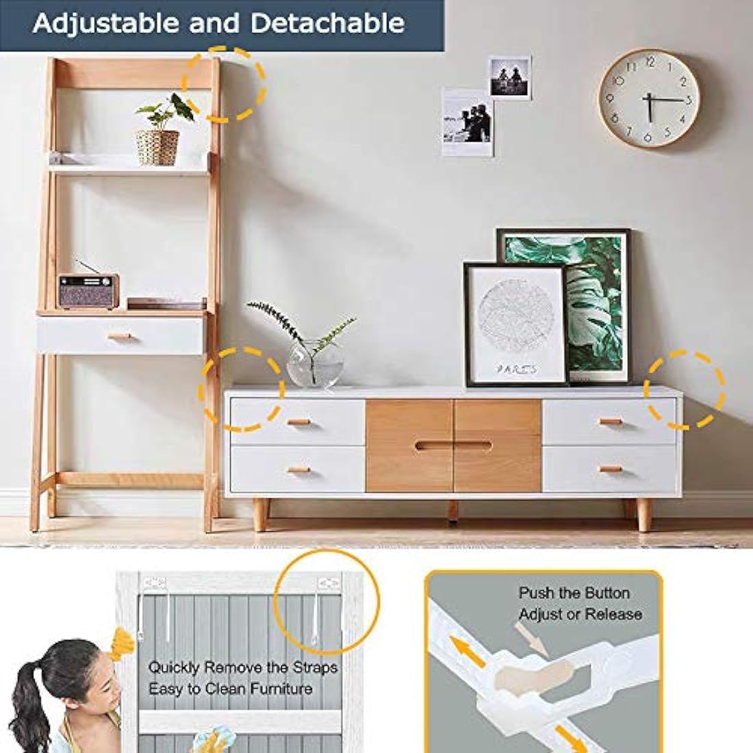 Furniture Straps (10packs), Baby Proofing Anti-Tip Furniture Anchor Straps kit, Falling Furniture Prevention Device, Safety Furniture Wall Anchors for Baby Proofing & Pet Protecting,White