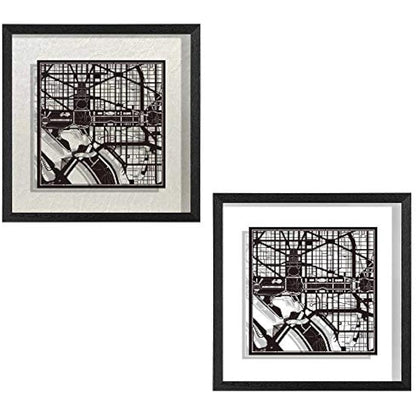 O3 DESIGN STUDIO Washington D.C. Paper Cut Map framed, Black map, Black frame, 9x9 inches, Gift Boxed, 2 background color, self-changing, Paper Art