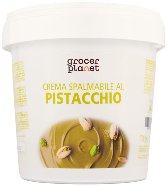 Grocer Planet - Sweet Pistachio Cream (1Kg) | With 45% Mediterranean Pistachios | Italian Food Gourmet | Suitable for Breakfasts & Desserts