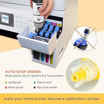 L&C 500ML Sublimation Ink for Epson Ecotank 2400 ET2830 2815 4810 ET2720 ET2760 ET2750 ET2850 EcoTank Printer (KKCMY)