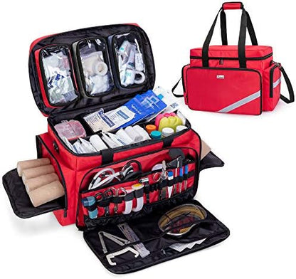 Trunab First Aid Bag Empty, Professional Medical Bag Emergency Responder Trauma Bag with Inner Dividers and Anti-Slip Bottom, Ideal for EMT, EMS, Paramedics