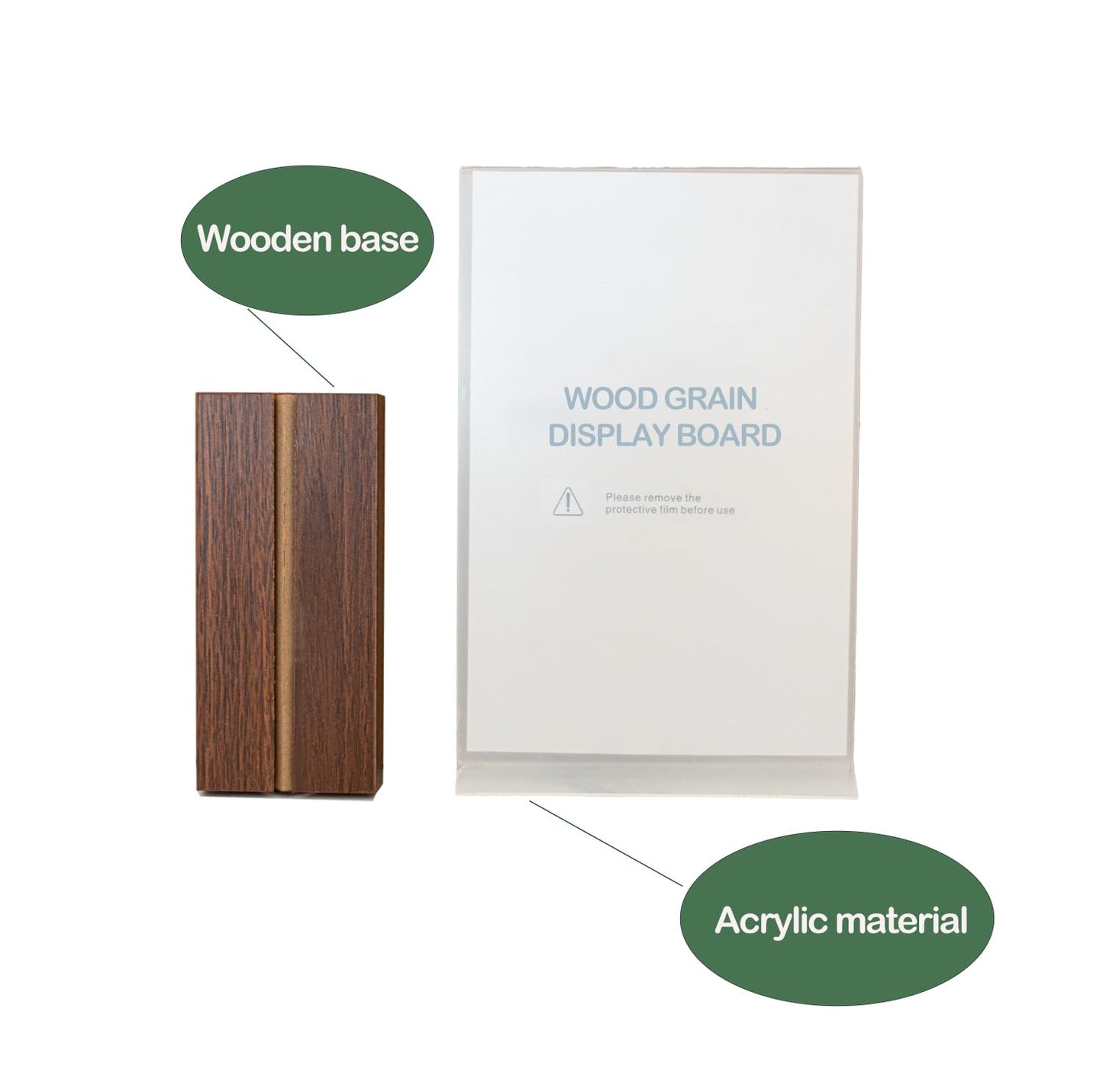 midgreyeye 6pcs A5 Premium Acrylic Sign Holder with Wooden Base A5 Display Stand for Office, Restaurant, Café, Shop, Wedding