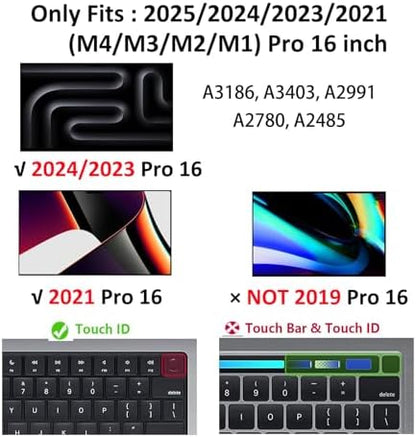 SEYMCY Case Compatible with MacBook Pro 16 inch Case 2024 2023 2022 2021, Anti-Scratching Protective Hard Shell Cover with Foldable Stand M4 M3 M2 M1 (A3186 A3403 A2991 A2780 A2485), Black