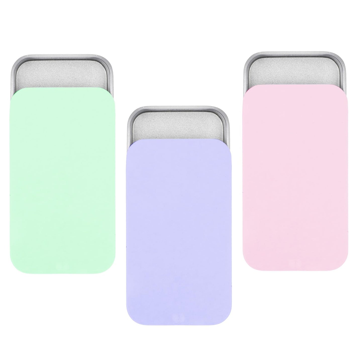 JIYIN 3 PCS Metal Tin Box Containers, Mini Rectangular Slide Top Tin Box Containers 2.36 by 1.33 by 0.4 Inch Empty Hinged Container for Candies