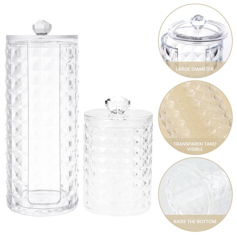 Hwtcjx 3 Pcs Cotton Dischetti Holder, Cotton Swab Holder, Cotton Bud Qtip Holder Dispenser, Made of PS Material, with Lid