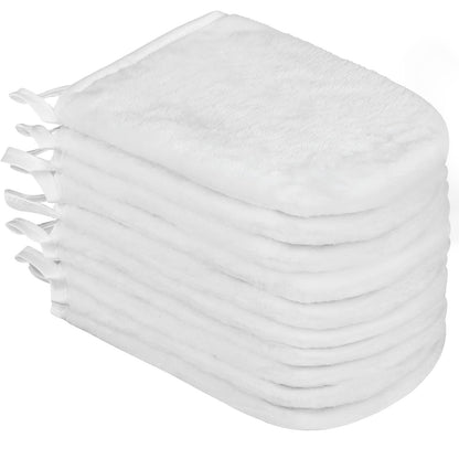 PHOGARY Pack of 10 Crystal Velvet Face Wash Mitts Set, Crystal Velvet Soft Face Mitts, Bath SPA Cloth, Reusable Makeup Remover Mitt Gloves, 15x21 cm