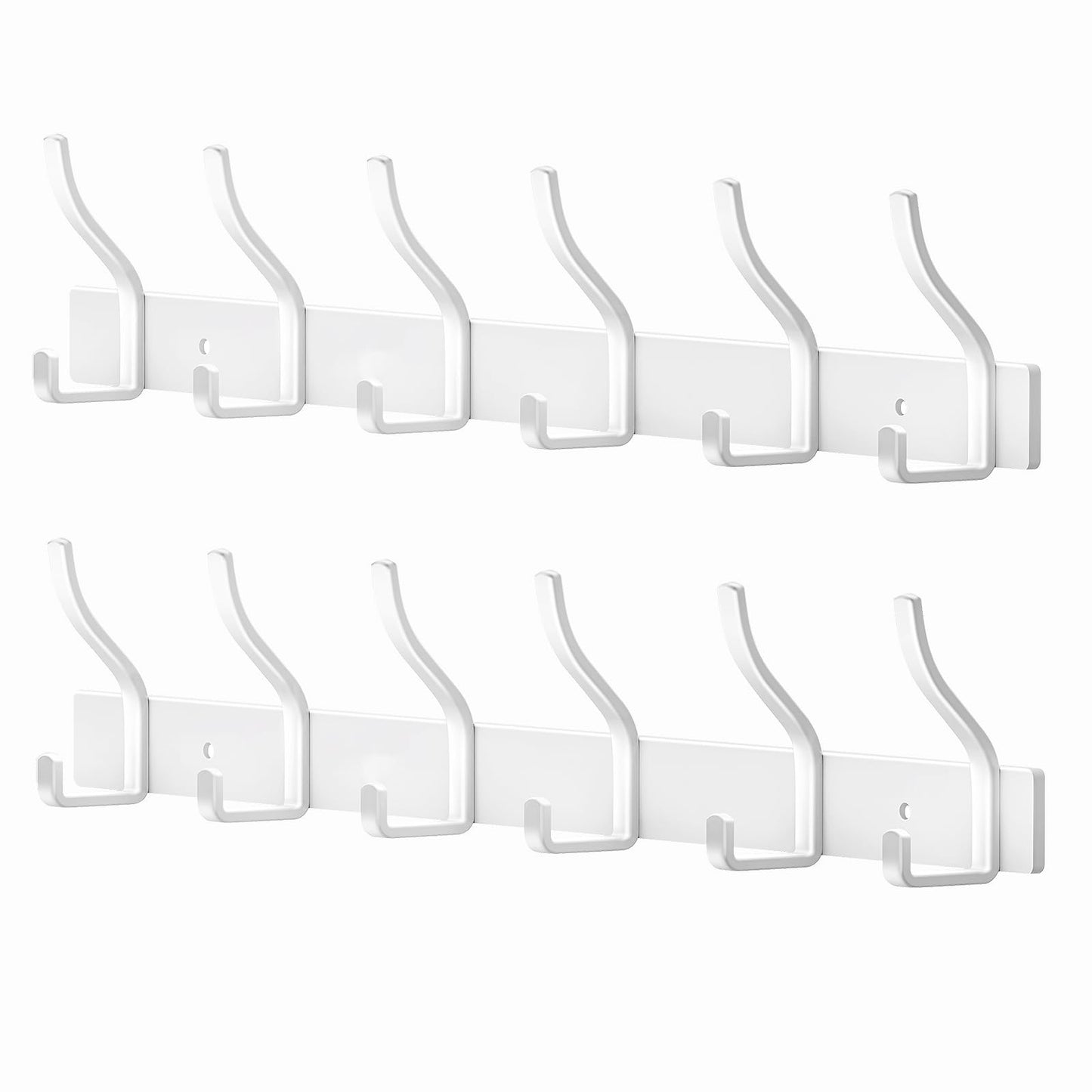 MEIJO Coat Hooks Wall Mounted Stainless Steel, White Coat Rack Wall Mounted with 6 Hooks Heavy Duty Coat Hooks for Door, Bathroom, Bedroom, Kitchen
