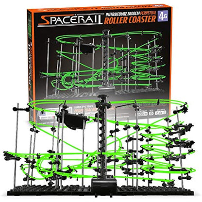 CKB LTD Space Rail Perpetual Rollercoaster Glow in The Dark Level 4 - Marble Roller Coaster Run DIY Track Build Kit Space Rail Track Run Construction Gadget
