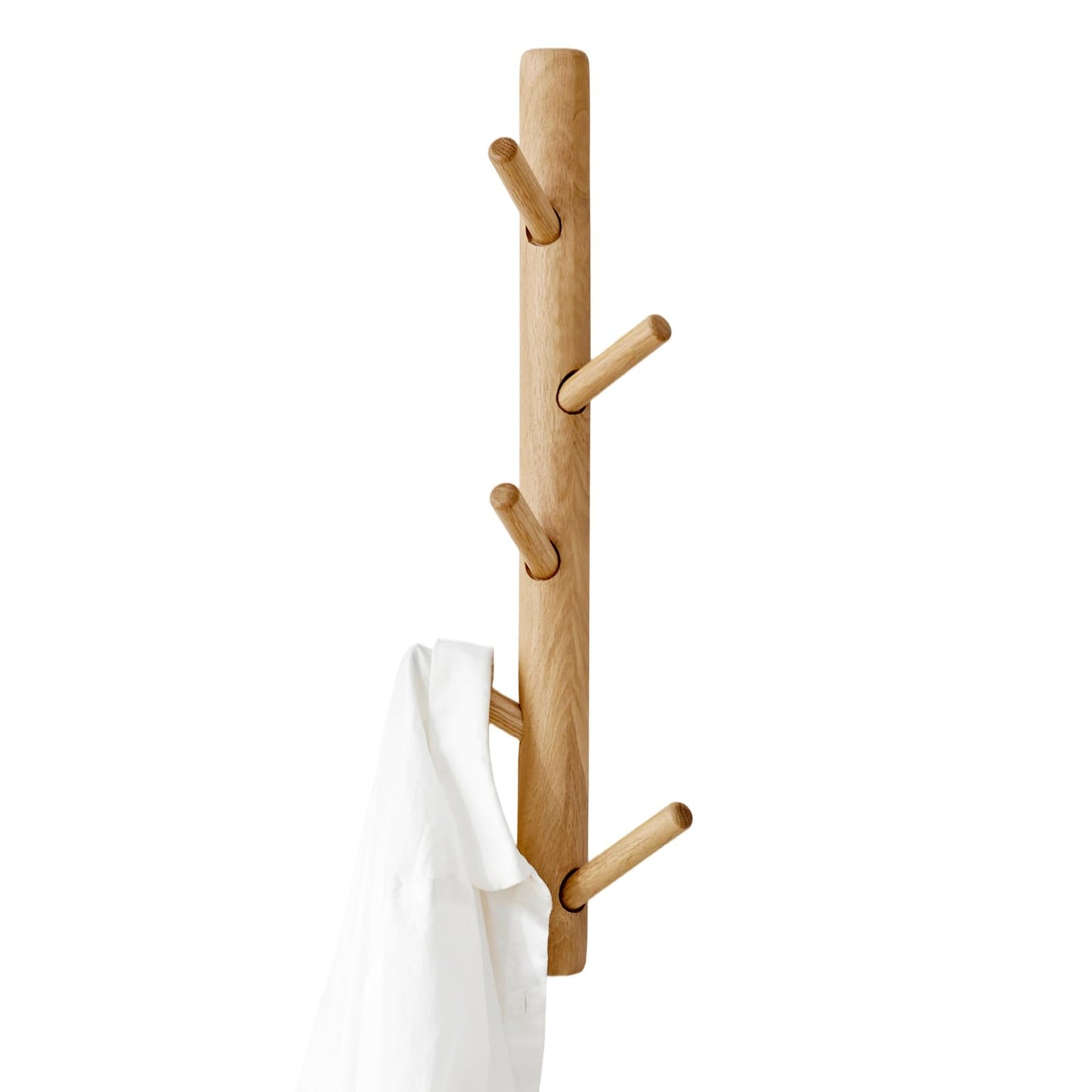OAKERLAND Wooden Coat Rack Wall Mounted, 50cm Oak Floating Hooks for Jackets, Bag, Scarves, Handbags, 5 Hooks Branch Shape Coat Rack for Entryway