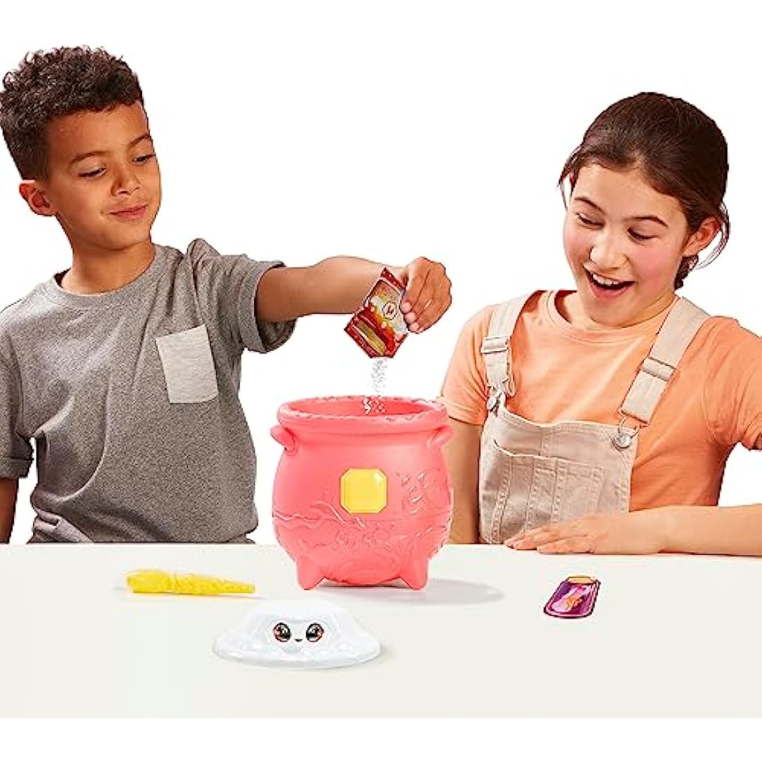 Magic Mixies Magical Gem Surprise Fire Magic Cauldron - Reveal a Non-Electronic Mixie Plushie and Magic Ring with a pop up reveal from the Fizzing Cauldron