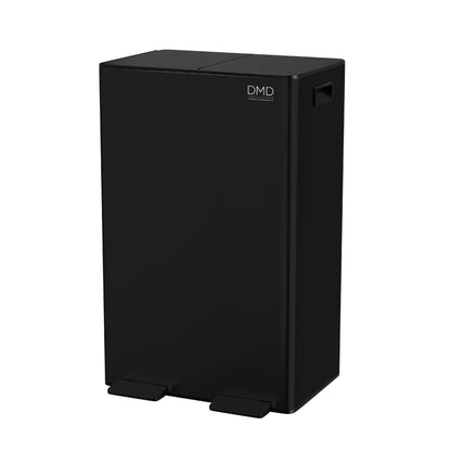 DMD | 60L Dual Stainless Steel Rubbish Bin, 2 x 30L Removable Recycling Bins | 3L Compost Bin Included, Soft Closure, Easy Clean, Metal Pedals,