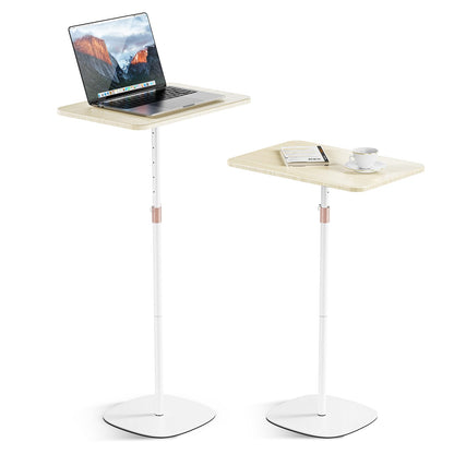 POLESTO Portable Laptop Stand, Bedside/Sofa Table with Height Adjustable 18''~48'', Sleek Wooden Lectern Standing Desk Mobile Podium for Home, Office