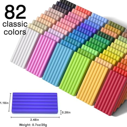 Shuttle Art Polymer Clay Modeling Kit, 82 Colors, Oven Bake, Non-Toxic, Non-Sticky, Ideal DIY Art Craft Kit for Kids & Adults, Includes 19 Tools & 16 Accessories