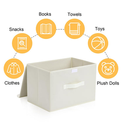 Homsorout Foldable Storage Boxes with Lids - Wardrobe Organiser Bin with Handle Fabric Basket Containers for Clothes, Book, Shelf, Office