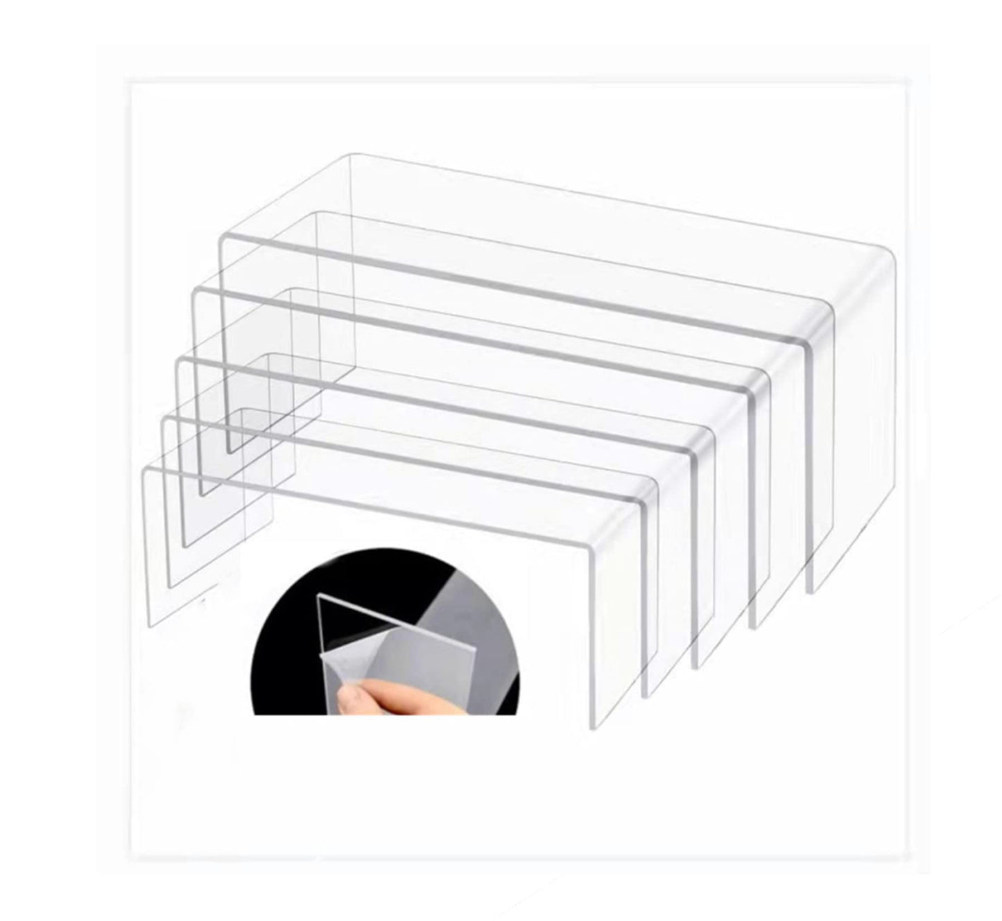 Loopunk 5 Pieces Acrylic Display Stands, Plexiglass Displays, Jewellery Displays, Shelves, Display Cabinets, Figurines, Cupcakes and Counters