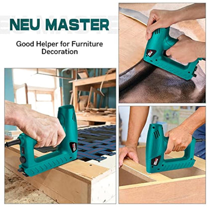 NEU MASTER Electric Brad Nailer, Staple Gun PLD6013 with Contact Safety and Power Adjustable Knob for Upholstery and Home Improvement